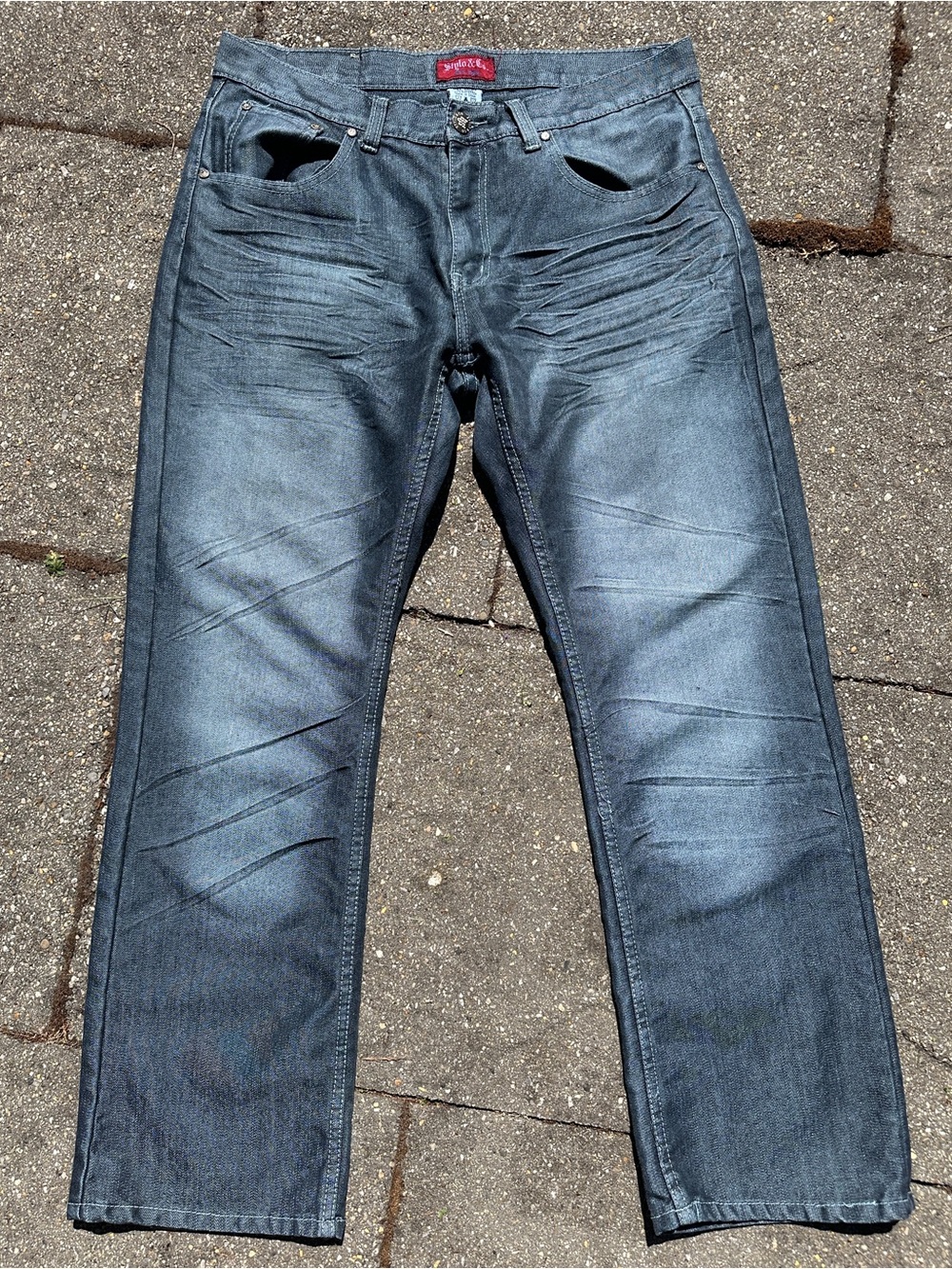 Vintage Y2K Stylo & Co. Premium Edition Whiskered Grey Fade Straight Jeans